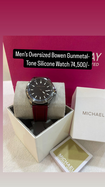 Michael Kors Oversized Bowen Gunmetal-Tone Silicone Watch