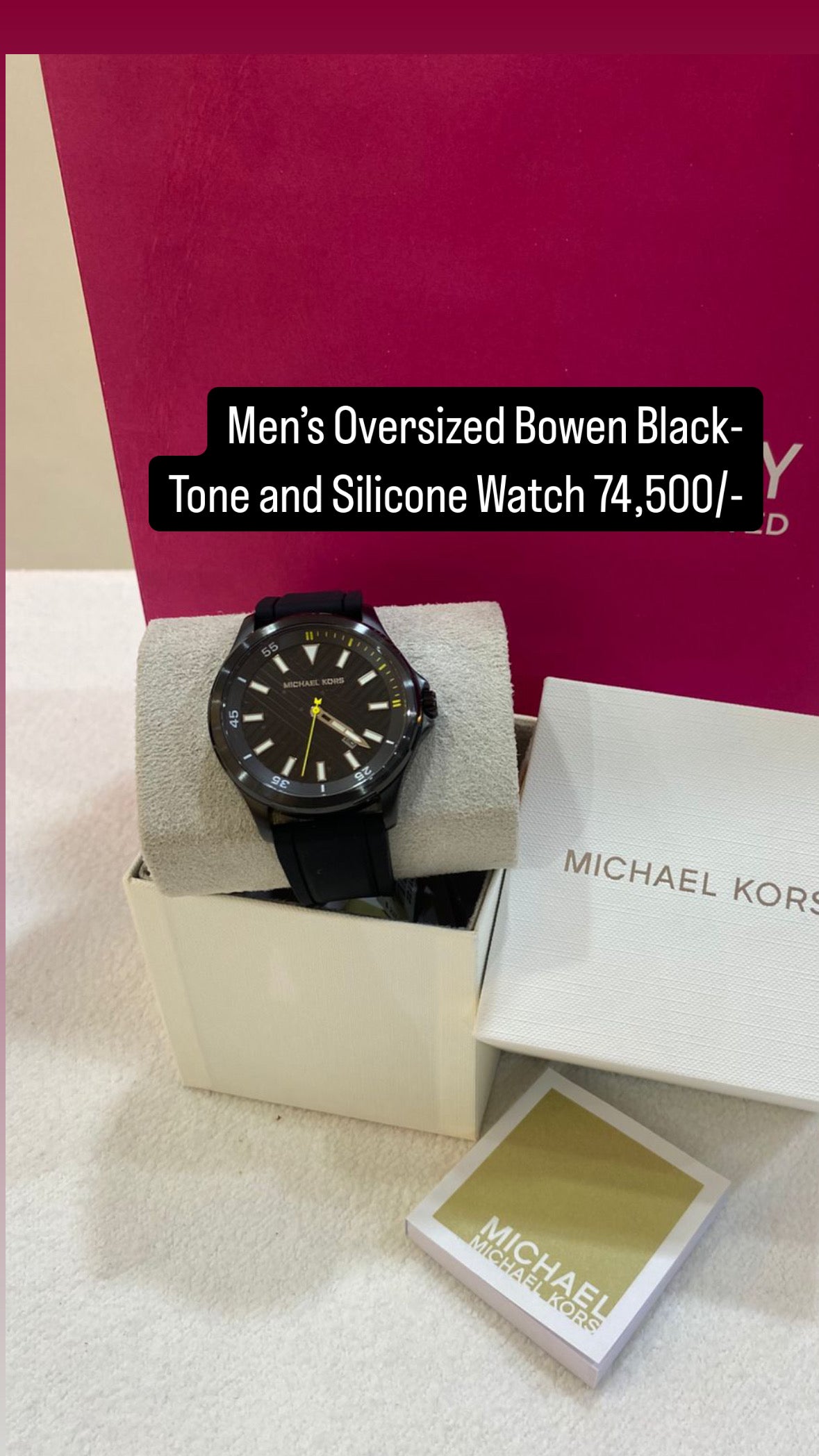 Oversized Bowen Black-Tone and Silicone Watch