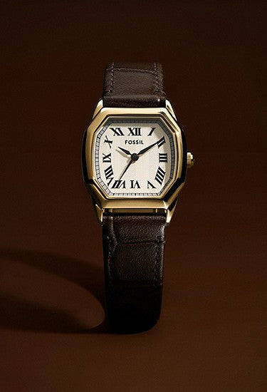 Fossil Harlow Three-Hand Brown Croco Leather Watch