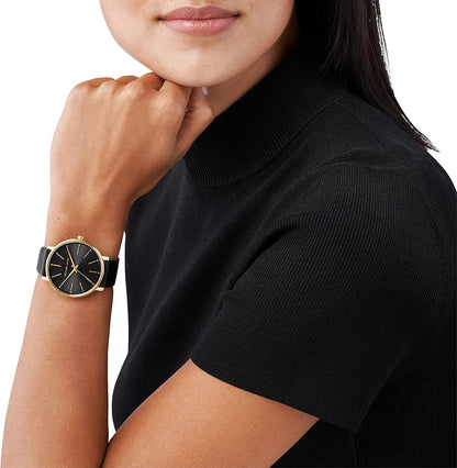 Michael Kors Pyper gold tone leather belt watch