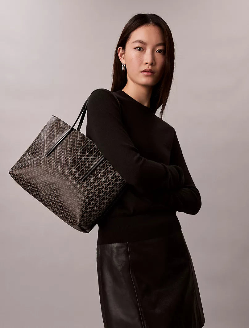 CK Allover Emblem Logo Small Tote Bag with Pouch