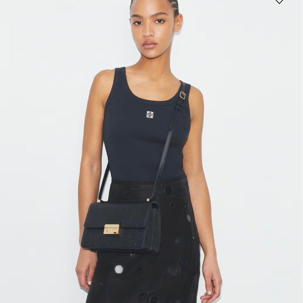 Tory Burch T MONOGRAM PEBBLED SHOULDER BAG