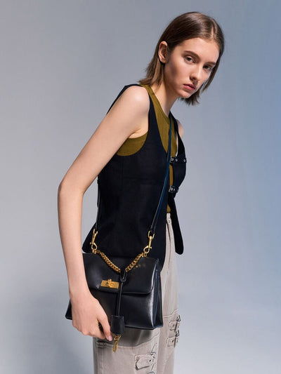 Charles and Keith Kerry Chain-Handle Crossbody Bag - Black