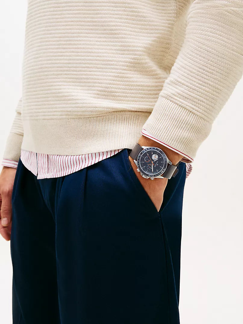 Tommy Hilfiger 46MM Leather Multifunction Sport Watch