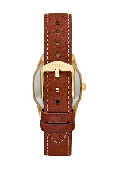 Fossil Harlow Three-Hand Medium Brown Leather Watch