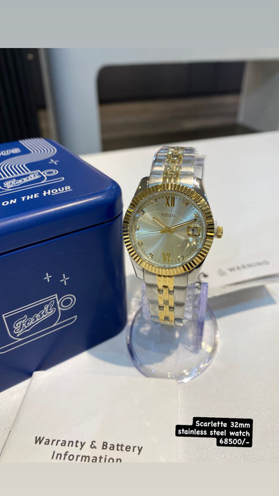 Fossil Scarlette Three-Hand Date Two-Tone Stainless Steel Watch