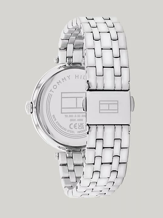 Tommy Hilfiger 34MM Crystal Bezel Silver Dial Watch