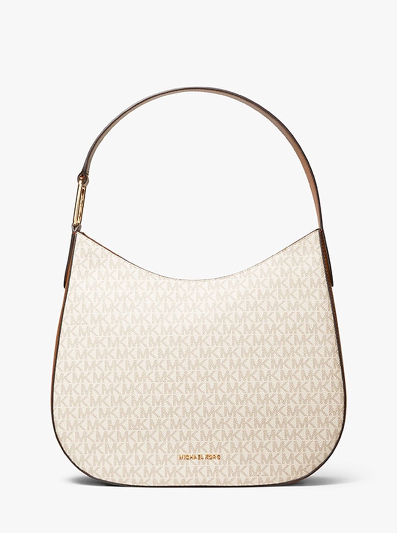 Mocha Kors KENSINGTON LARGE SIGNATURE LOGO HOBO SHOULDER BAG