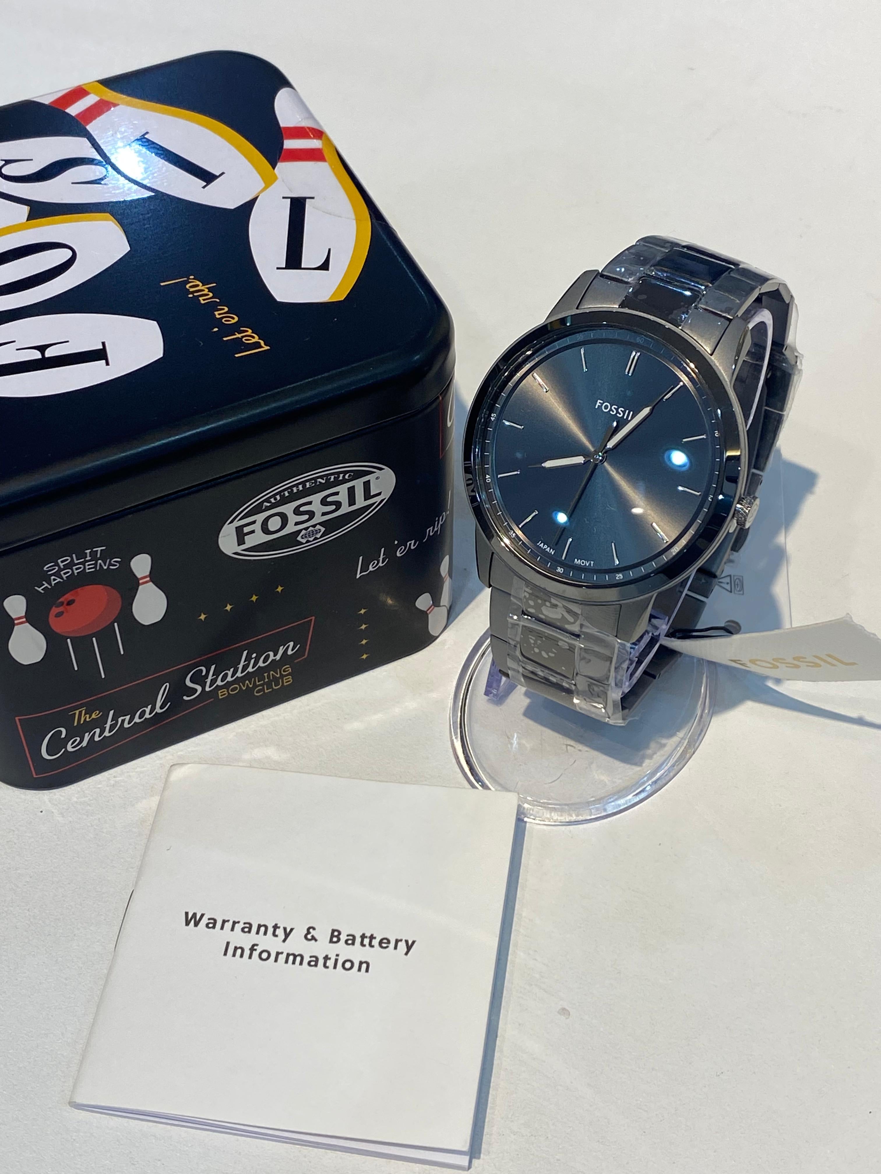 Fossil Minimalist Three-Hand Smoke Stainless Steel Watch