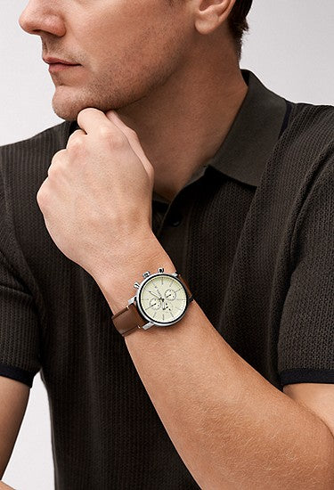 Fossil Rhett Multifunction Brown LiteHide™ Leather Watch