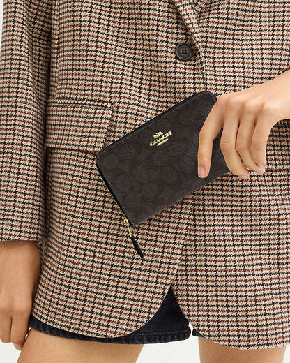 Coach Medium Id Zip Wallet In Signature Canvas