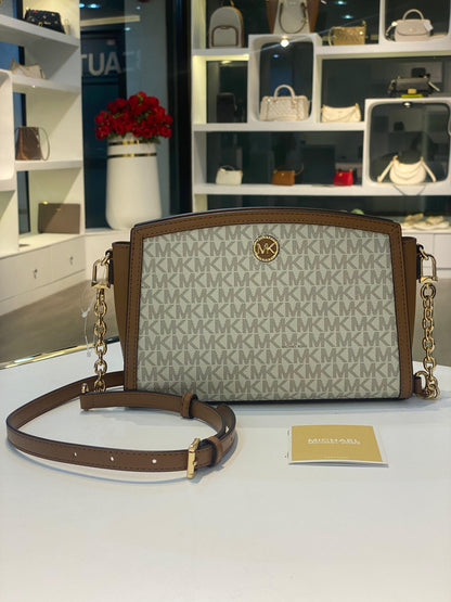 Michael Kors Chantal Large Signature Logo Messenger Bag