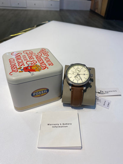 Fossil Rhett Multifunction Brown LiteHide™ Leather Watch
