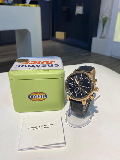 Fossil Rhett Multifunction Black Leather men’s Watch