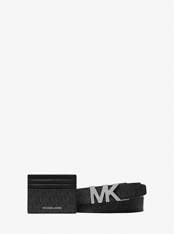 Michael Kors Signature Logo Card Case and Belt Gift Set