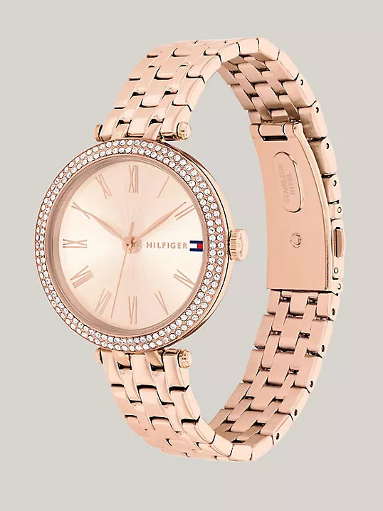 Tommy Hilfiger 34MM Crystal Bezel Carnation Dial Watch