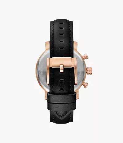 Fossil Rhett Multifunction Black Leather Watch