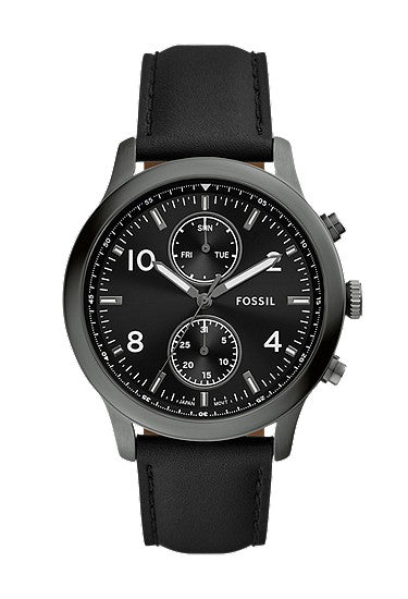 Fossil Bennett Multifunction Black Leather Watch
