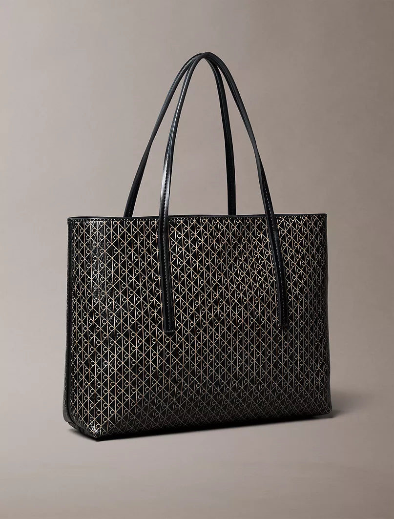 CK Allover Emblem Logo Small Tote Bag with Pouch