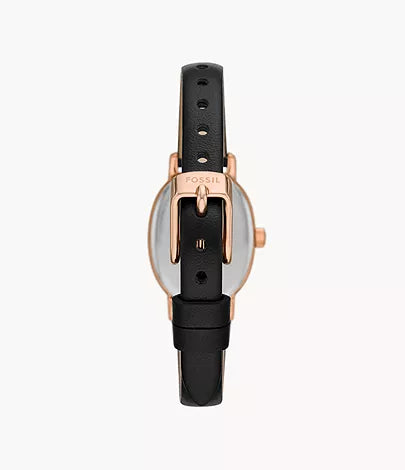 Penny Three-Hand Black Leather Watch