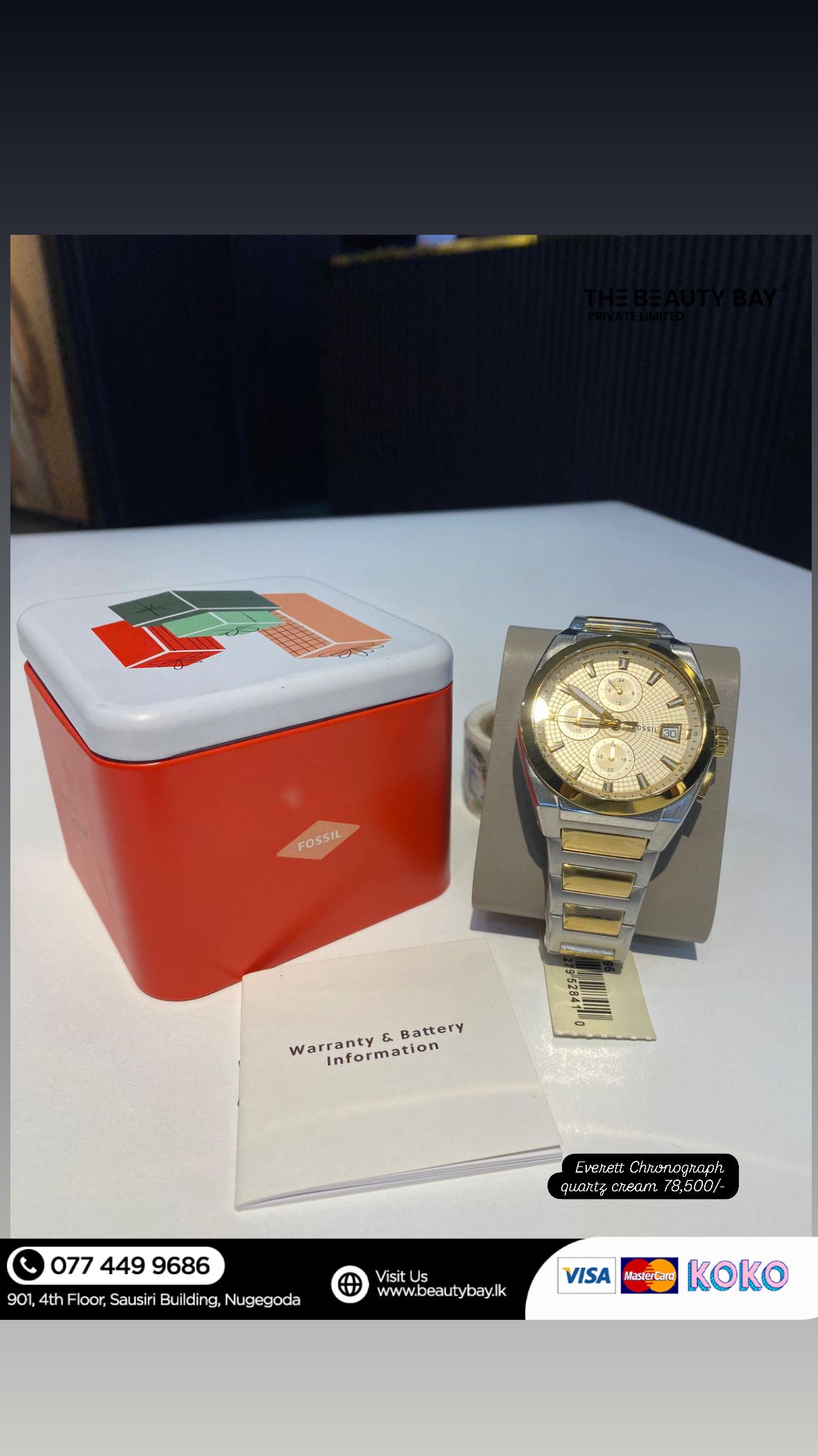 Fossil Everett Chronograph Quartz Cream Dial Men's Watch