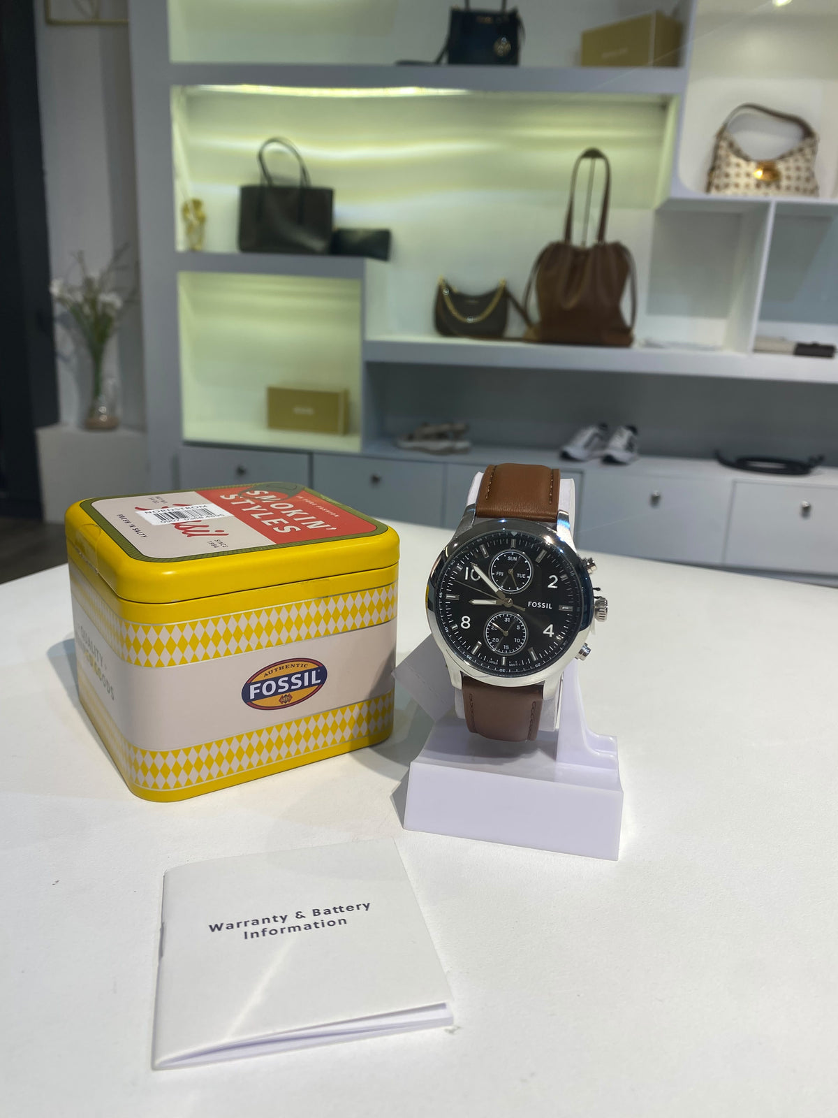 Fossi Bennett 45mm Multifunction Brown Leather Watch