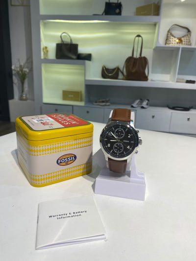 Fossi Bennett 45mm Multifunction Brown Leather Watch