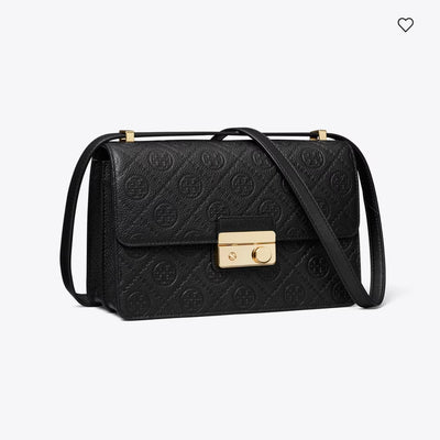 Tory Burch T MONOGRAM PEBBLED SHOULDER BAG