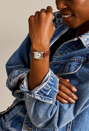 Fossil Harlow Three-Hand Medium Brown Leather Watch