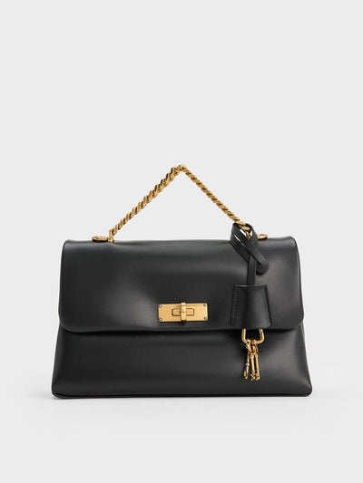 Charles and Keith Kerry Chain-Handle Crossbody Bag - Black