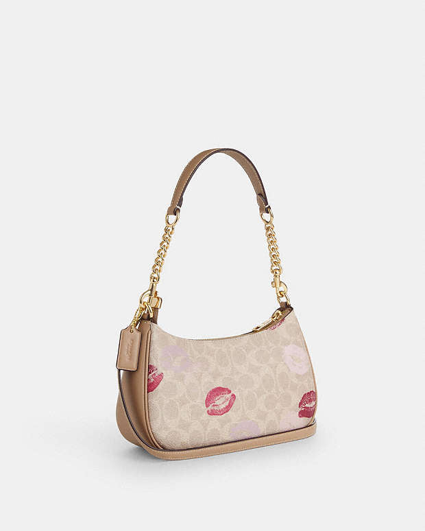 Teri Shoulder Bag In Signature Canvas With Lips Print