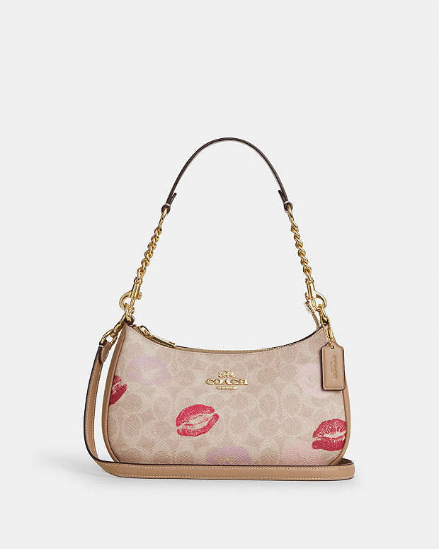 Teri Shoulder Bag In Signature Canvas With Lips Print