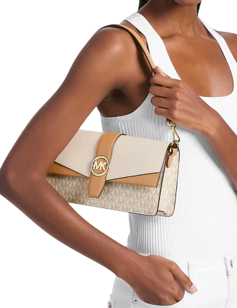 Michael Kors GREENWICH MEDIUM SIGNATURE LOGO CONVERTIBLE SHOULDER BAG
