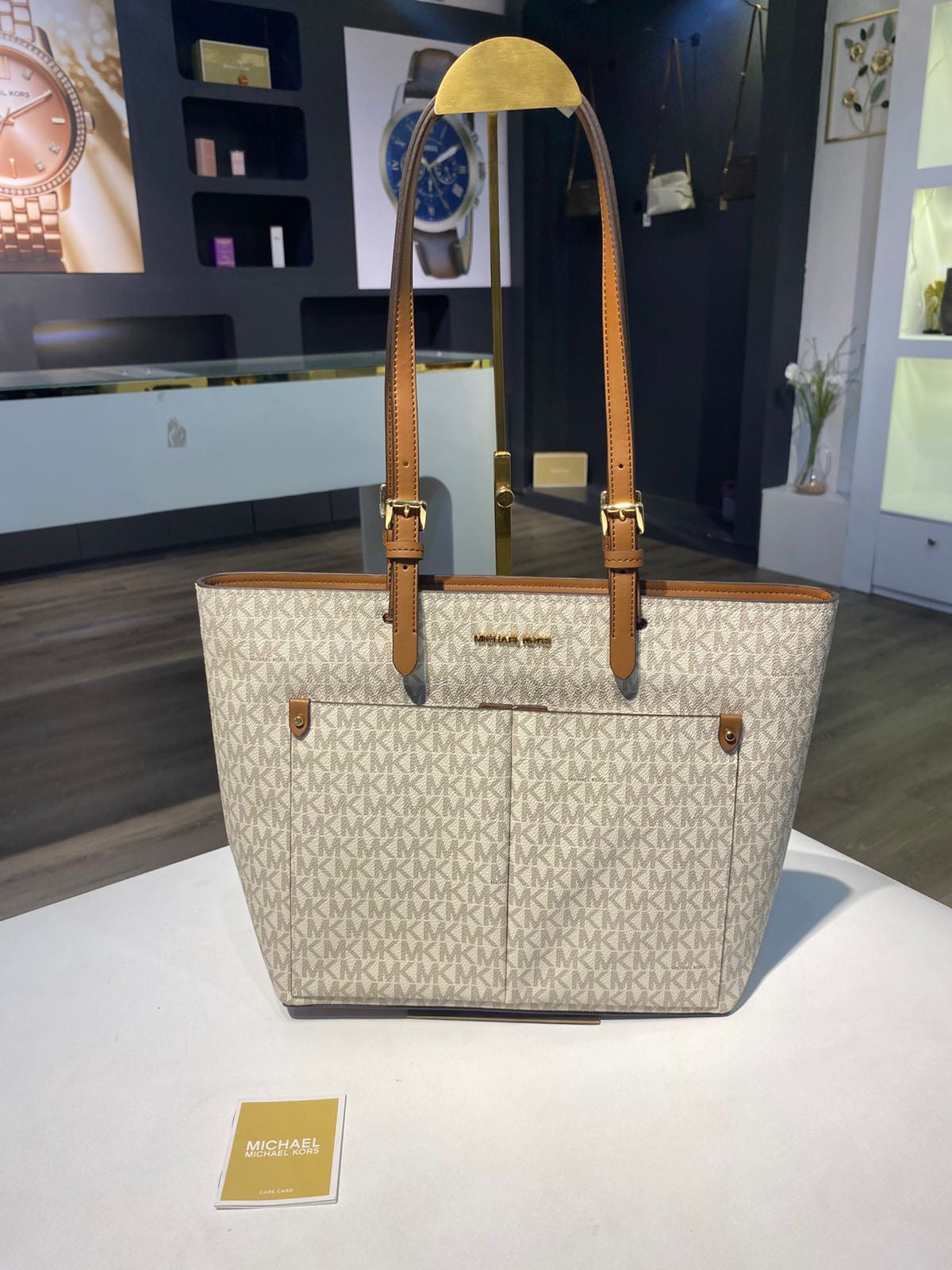 Michael Kors Jet Set Medium Logo Pocket Tote Bag