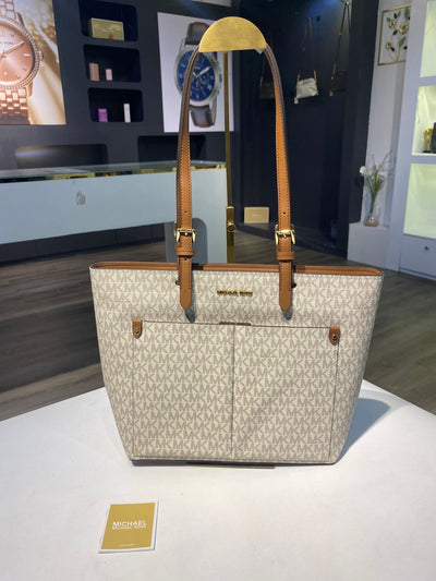 Michael Kors Jet Set Medium Logo Pocket Tote Bag