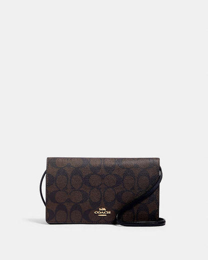 Coach Anna Foldover Clutch Crossbody In Signature Canvas