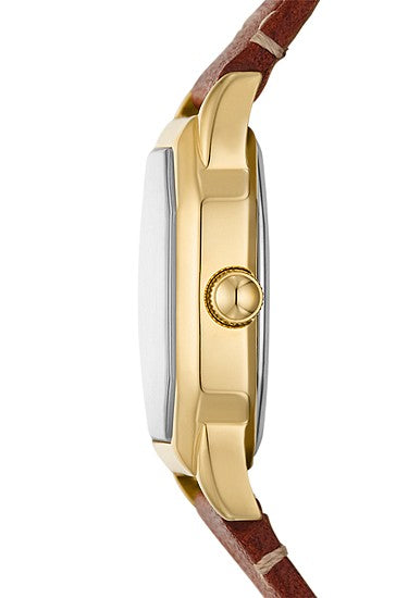 Fossil Harlow Three-Hand Medium Brown Leather Watch