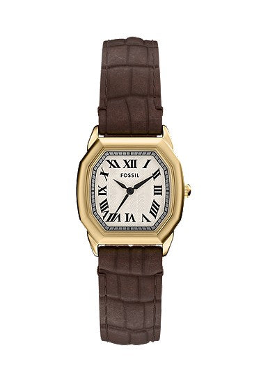 Fossil Harlow Three-Hand Brown Croco Leather Watch