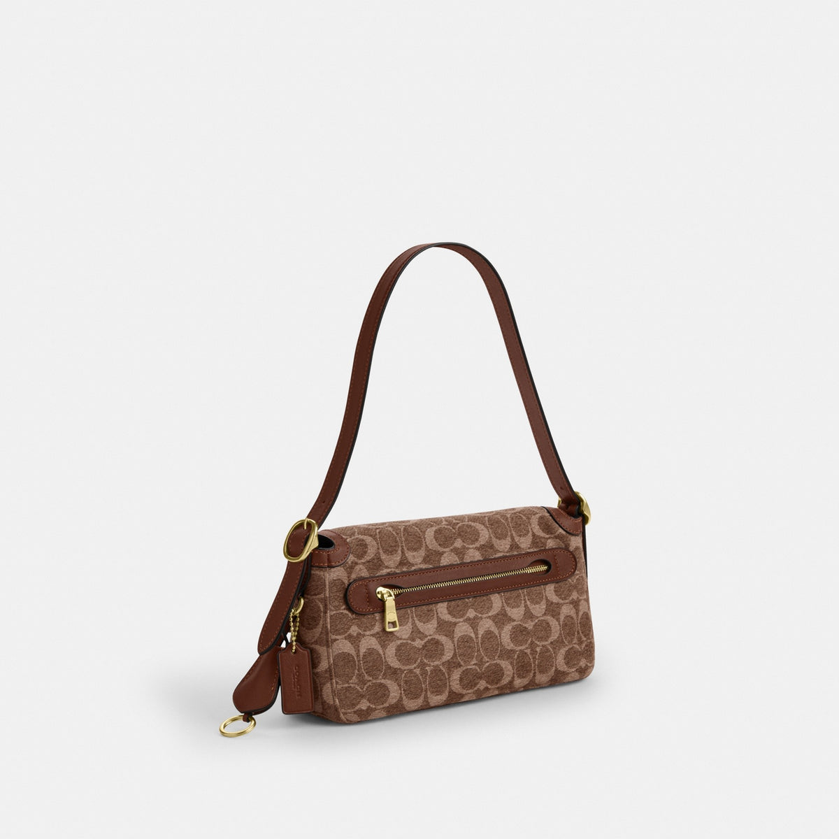 Coach Etta Small Flap Shoulder Bag In Signature Chenille Gold/Light Khaki/Vintage Brown