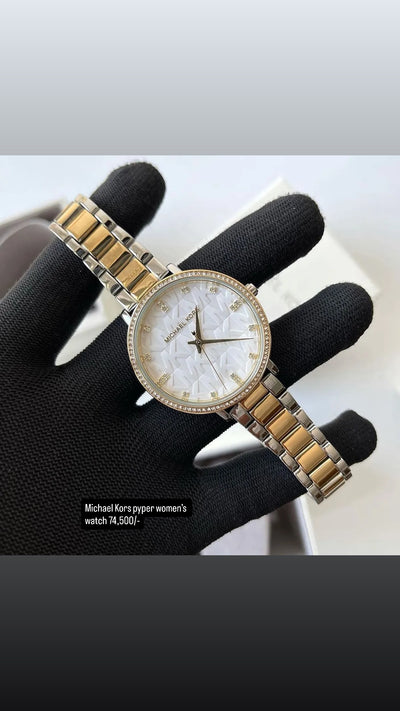 Michael Kors Pyper Quartz Crystal White Dial Ladies Watch