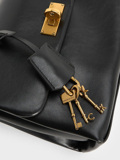 Charles and Keith Kerry Chain-Handle Crossbody Bag - Black