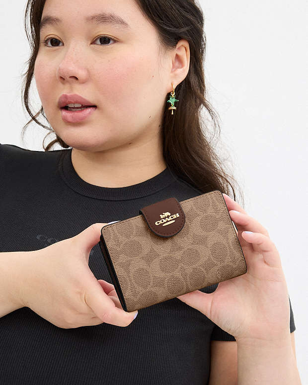 Coach Medium Corner Zip Wallet In Signature Canvas