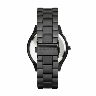 Micheal Kors Slim Runway Black Round Stainless Steel Watch