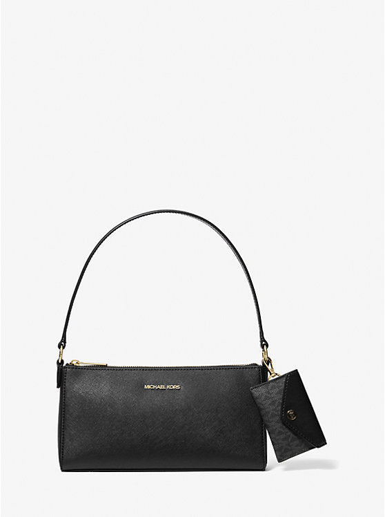 Vincent Medium Saffiano Leather Pochette with Signature Logo Card Case