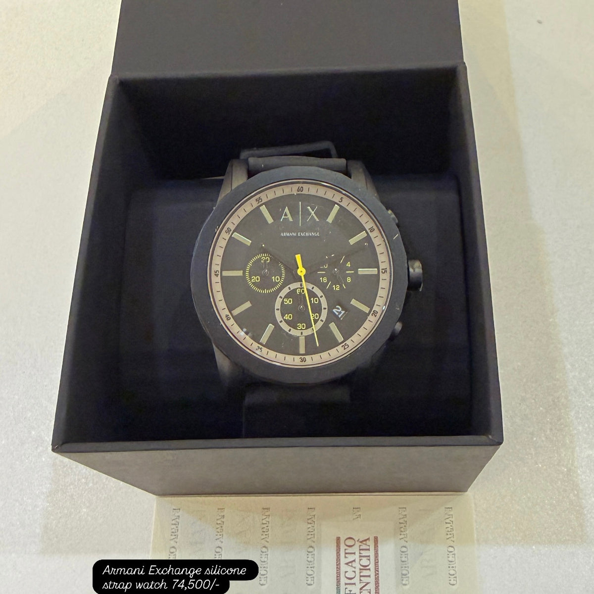 Armani Exchange Chronograph Silicone Strap Watch, 44mm
