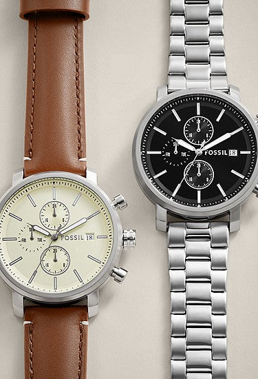 Fossil Rhett Multifunction Brown LiteHide™ Leather Watch