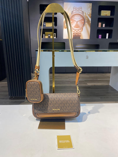 Michael Kors Jet Set Travel Small Signature Logo Crossbody Bag With Pouch