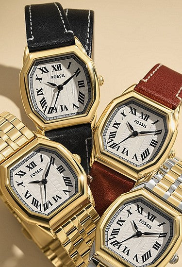 Fossil Harlow Three-Hand Medium Brown Leather Watch