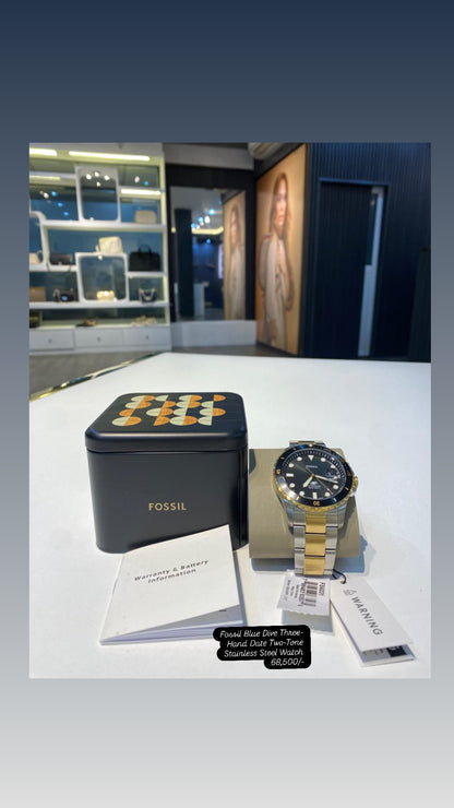 Fossil Fossil Blue Dive Three-Hand Two-Tone Stainless Steel Watch