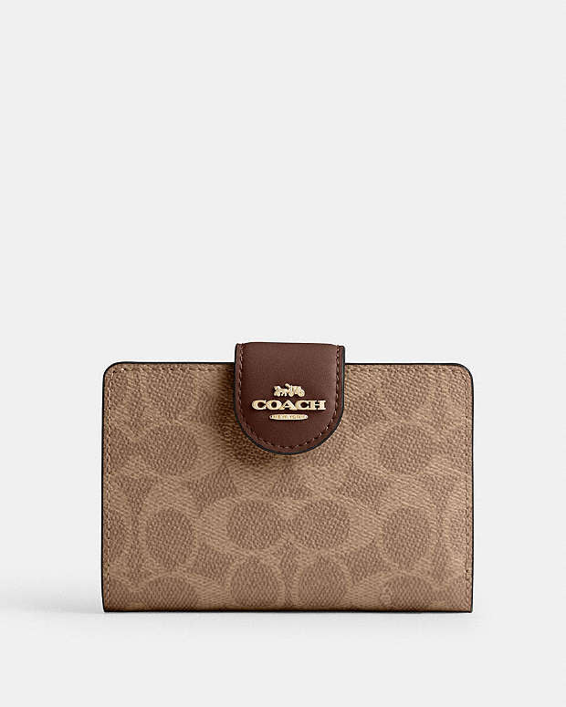 Coach Medium Corner Zip Wallet In Signature Canvas